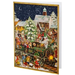 Nostalgische Weihnachtsdeko|Adventsdeko & Kalender-Adventskalender-Karte "Nostalgischer Weihnachtszug"