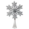 Christbaumspitzen|Baumschmuck Aus Kunststoff-Baumspitze Schneeflocke, silber