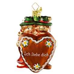 Poesie in Glas Bayern Motive|Weihnachtskugeln Aus Glas-Bayerisches Paar mit Herz