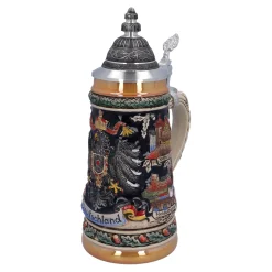 Bierkrüge|Deutschland Motive-Bierkrug mit Zinndeckel "Deutschland", bunt-schwarz, 0,5l