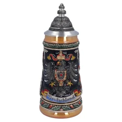 Bierkrüge|Deutschland Motive-Bierkrug mit Zinndeckel "Deutschland", bunt-schwarz, 0,5l