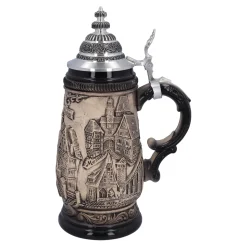 Bierkrüge|Rothenburg Motive-Bierkrug mit Zinndeckel 