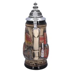 Bierkrüge|Rothenburg Motive-Bierkrug mit Zinndeckel 