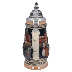 Bierkrüge|Rothenburg Motive-Bierkrug mit Zinndeckel 