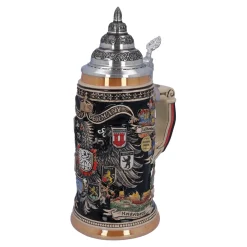 Bierkrüge|Rothenburg Motive-Bierkrug mit Zinndeckel "Stadtwappen", schwarz, 0,75l