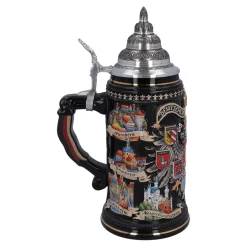 Bierkrüge|Rothenburg Motive-Bierkrug mit Zinndeckel 