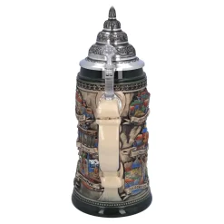 Bierkrüge|Rothenburg Motive-Bierkrug mit Zinndeckel 