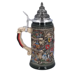 Bierkrüge|Rothenburg Motive-Bierkrug mit Zinndeckel 