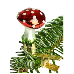 Poesie in Glas Weihnachtskugeln Aus Glas-Fliegenpilz mit Clip, klein (3,5 cm)