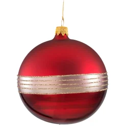Weihnachtskugeln|Weihnachtskugeln Aus Glas-Glaskugel bordeaux matt mit Glitterband, 10cm