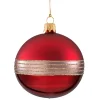 Weihnachtskugeln Aus Glas|Weihnachtskugeln-Glaskugel bordeauxrot mit Glitterband, 8cm