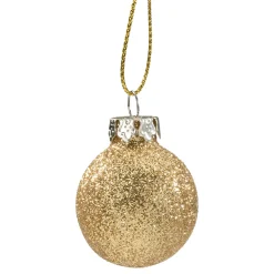 Weihnachtskugeln-Glaskugel gold mit Glitzer, 3cm