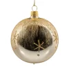 Weihnachtskugeln Aus Glas-Glaskugel gold mit Glitzer und Sternchen, 8 cm