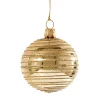 Weihnachtskugeln-Glaskugel gold mit goldenen Streifen, 8cm