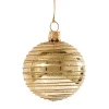 Weihnachtskugeln-Glaskugel gold mit goldenen Streifen, 6cm