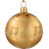 Weihnachtskugeln|Weihnachtskugeln Aus Glas-Glaskugel gold mit Noten, 10 cm