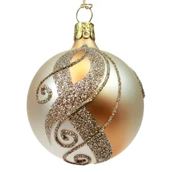 Weihnachtskugeln|Weihnachtskugeln Aus Glas-Glaskugel gold mit Verzierung, 6 cm