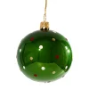 Weihnachtskugeln-Glaskugel grün mit bunten Punkten, 7 cm