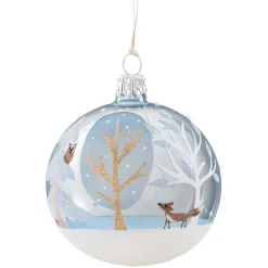 Weihnachtskugeln|Weihnachtskugeln Aus Glas-Glaskugel hellblau "Winterwald", 7 cm