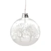 Weihnachtskugeln-Glaskugel klar mit weißen Bäumen, 7 cm