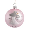 Weihnachtskugeln-Glaskugel rosa mit Tanzmaus, 7 cm