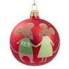 Weihnachtskugeln-Glaskugel rot matt Mäusepaar, 7 cm