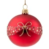 Weihnachtskugeln-Glaskugel rot matt/lack mit Schleife, 7 cm