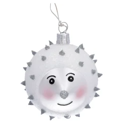 Ausgefallene Weihnachtskugeln|Weihnachtskugeln Aus Glas-Glaskugel silber mit Igel, 6 cm