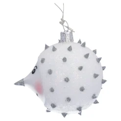 Ausgefallene Weihnachtskugeln|Weihnachtskugeln Aus Glas-Glaskugel silber mit Igel, 6 cm