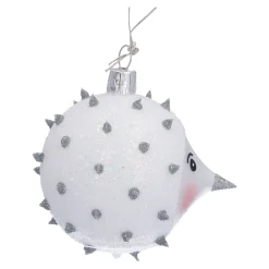 Ausgefallene Weihnachtskugeln|Weihnachtskugeln Aus Glas-Glaskugel silber mit Igel, 6 cm