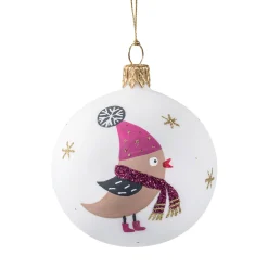 Weihnachtskugeln Aus Glas|Weihnachtskugeln-Glaskugel weiß matt "Weihnachtsvogel", 7 cm