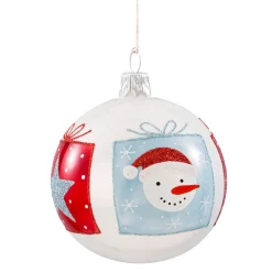 Weihnachtskugeln|Weihnachtskugeln Aus Glas-Glaskugel weiß "Winterspaß", 7 cm