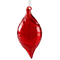 Hängedeko|Weihnachtskugeln-Glasolive rot, 14 cm