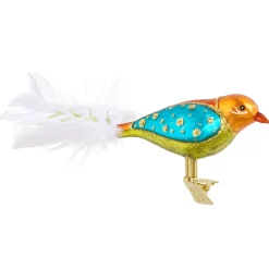 Poesie in Glas Weihnachtskugeln Aus Glas-Glasvogel, bunt-goldfarben