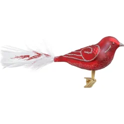 Poesie in Glas Weihnachtskugeln Aus Glas-Glasvogel, dunkelrot