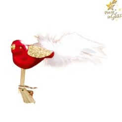 Poesie in Glas Weihnachtskugeln Aus Glas-Glasvogel, rot