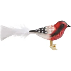 Poesie in Glas Weihnachtskugeln Aus Glas-Glasvogel, rot-schwarz-weiß