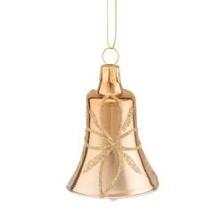 Weihnachtskugeln Aus Glas|Weihnachtskugeln-Glocke gold mit Blütennetz