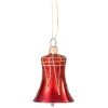 Weihnachtskugeln|Weihnachtskugeln Aus Glas-Glocke rot mit Glitterdach