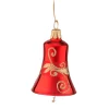 Weihnachtskugeln Aus Glas|Weihnachtskugeln-Glocke rot mit goldfarbener Verzierung