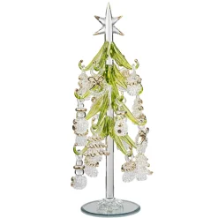 Standfiguren-Grüner Glasbaum mit Ornamenten, 23 cm