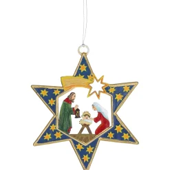Käthes Original Baumschmuck Aus Zinn-Heilige Familie im Stern, Zinn-Baumbehang