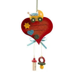 Käthes Original Christbaumschmuck Holz-Herz mit Kinderwagen (Baby's first Christmas)