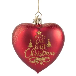 Poesie in Glas Weihnachtskugeln Aus Glas-Herz "Our first Christmas", Glas-Baumbehang