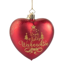 Poesie in Glas Weihnachtskugeln Aus Glas-Herz "Unser erstes Weihnachten", Glas-Baumbehang