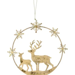 Baumschmuck Aus Metall-Hirschfamilie, gold
