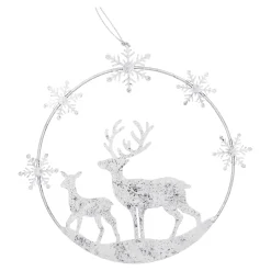 Baumschmuck Aus Metall-Hirschfamilie, silber
