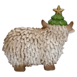 Standfiguren-Hochlandrind mit grüner Mütze, Standfigur