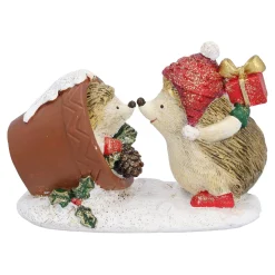 Außergewöhnliche Weihnachtsdeko|Standfiguren-Igelpaar im Blumentopf