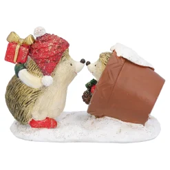 Außergewöhnliche Weihnachtsdeko|Standfiguren-Igelpaar im Blumentopf